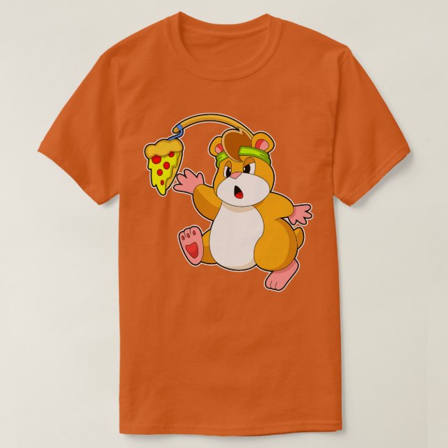 Hamster at Eating with Pizza T-Shirt (Design Front)