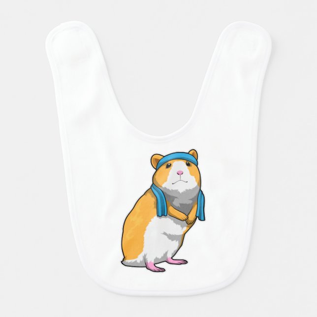 Hamster at Fitness with Towel Baby Bib (Front)