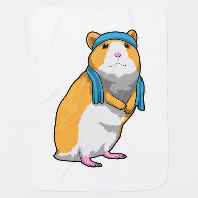 Hamster at Fitness with Towel Baby Blanket (Front)