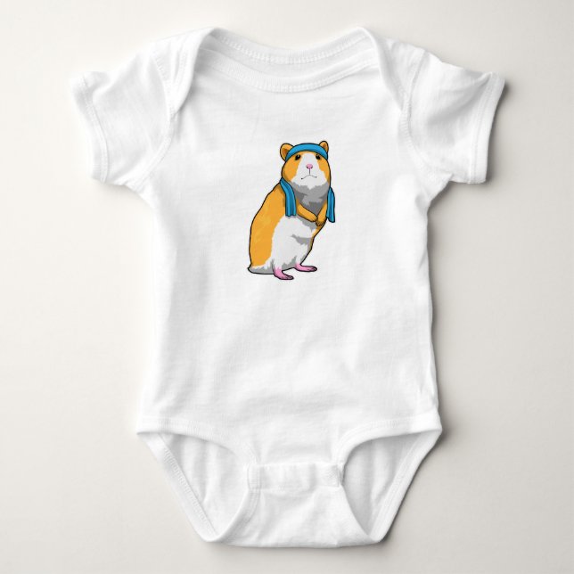 Hamster at Fitness with Towel Baby Bodysuit (Front)