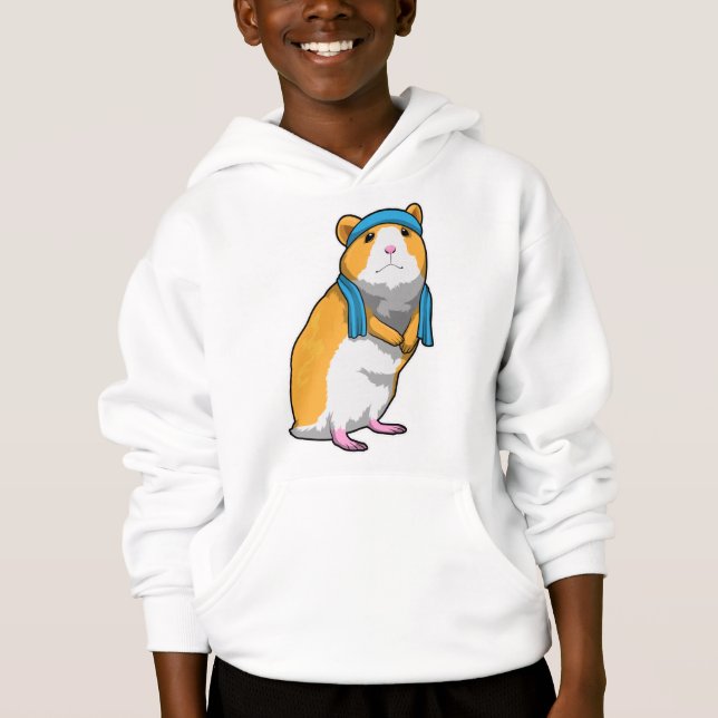 Hamster at Fitness with Towel Hoodie (Front)