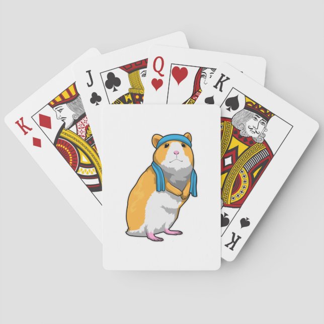 Hamster at Fitness with Towel Poker Cards (Back)