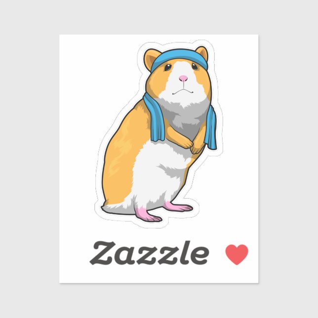Hamster at Fitness with Towel Sticker (Sheet)