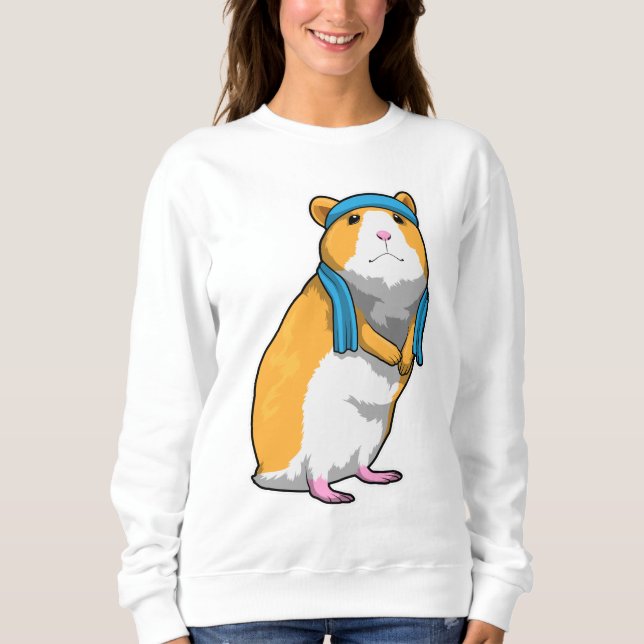 Hamster at Fitness with Towel Sweatshirt (Front)