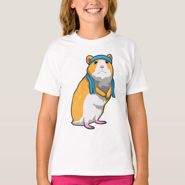 Hamster at Fitness with Towel T-Shirt (Front)