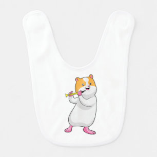 Hamster at Music with Flute Baby Bib
