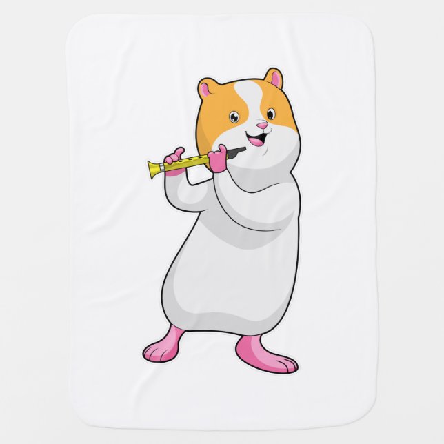 Hamster at Music with Flute Baby Blanket (Front)