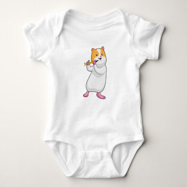Hamster at Music with Flute Baby Bodysuit (Front)