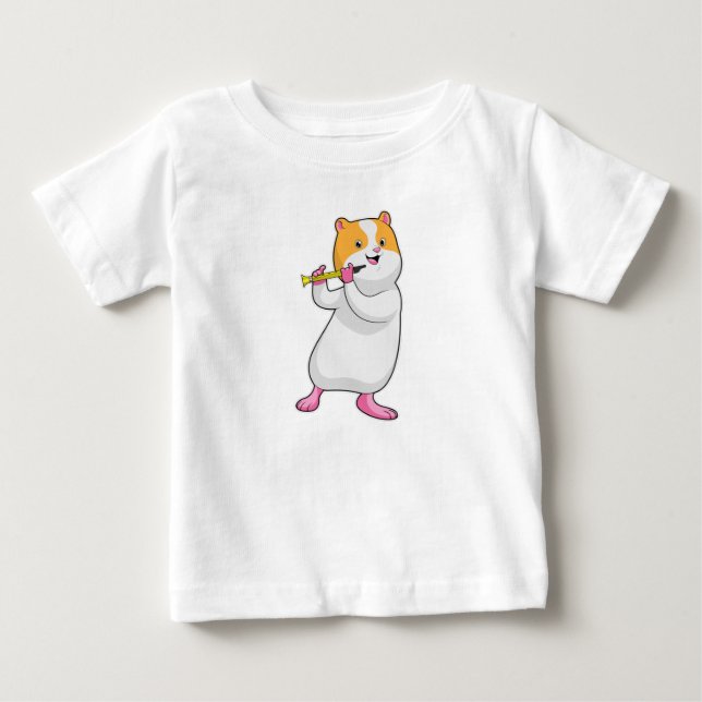 Hamster at Music with Flute Baby T-Shirt (Front)