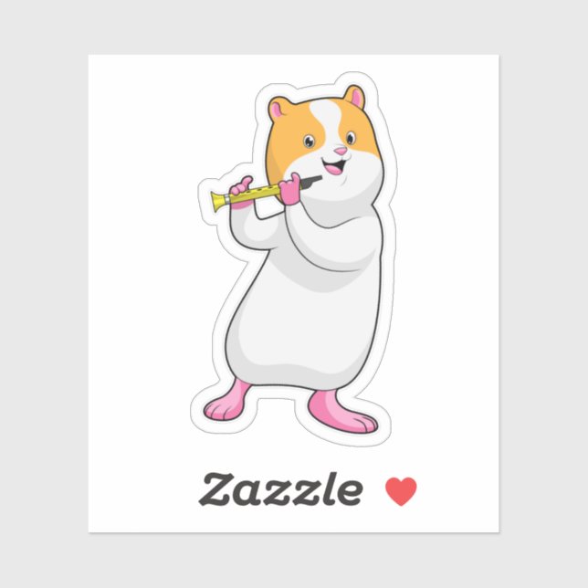 Hamster at Music with Flute Sticker (Sheet)
