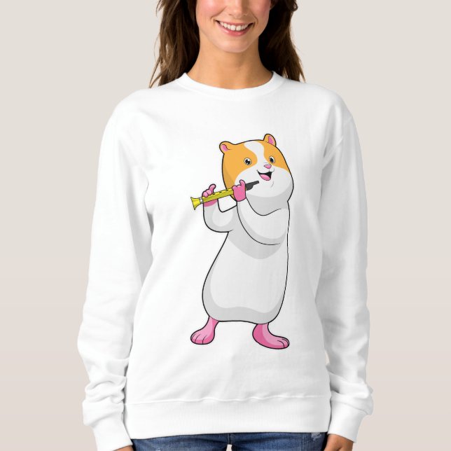 Hamster at Music with Flute Sweatshirt (Front)