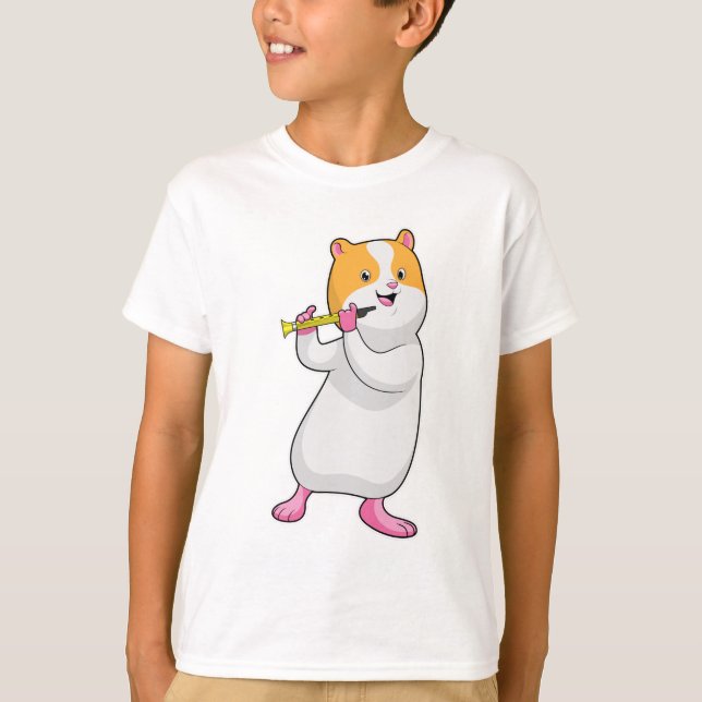 Hamster at Music with Flute T-Shirt (Front)