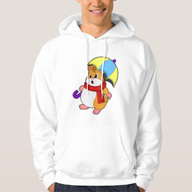 Hamster at Rain with Umbrella Hoodie (Front)