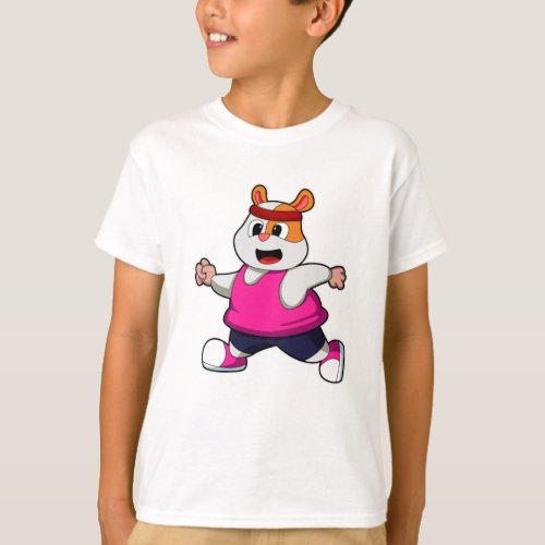Hamster at Running with Headband T_Shirt