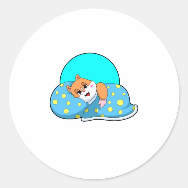 Hamster at Sleeping with Blanket.PNG Classic Round Sticker (Front)