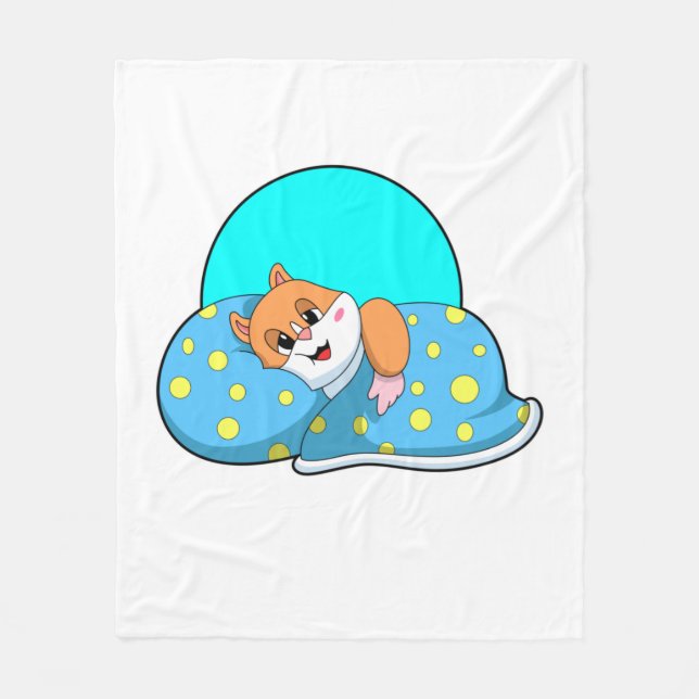 Hamster at Sleeping with Blanket.PNG Fleece Blanket (Front)