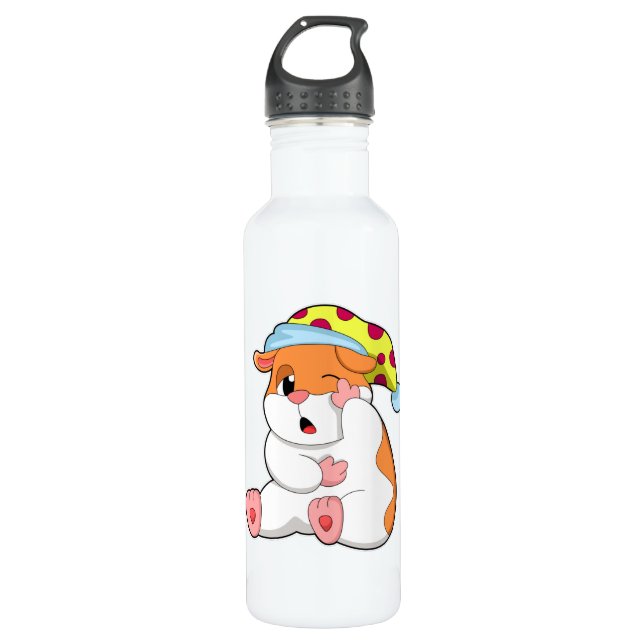 Hamster at Sleeping with Sleepyhead Stainless Steel Water Bottle (Front)