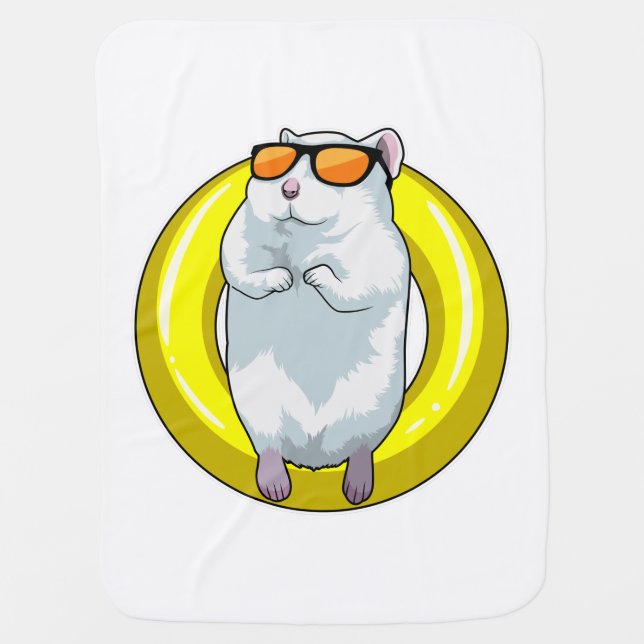 Hamster at Swimming with Swim ring Baby Blanket (Front)