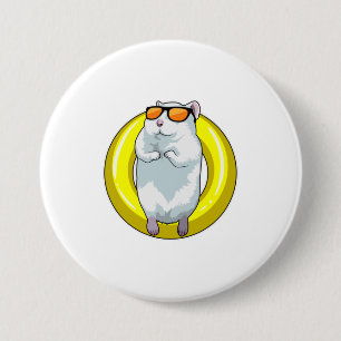Hamster at Swimming with Swim ring Button