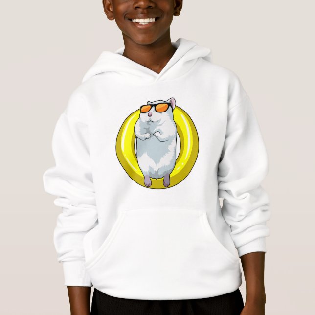 Hamster at Swimming with Swim ring Hoodie (Front)