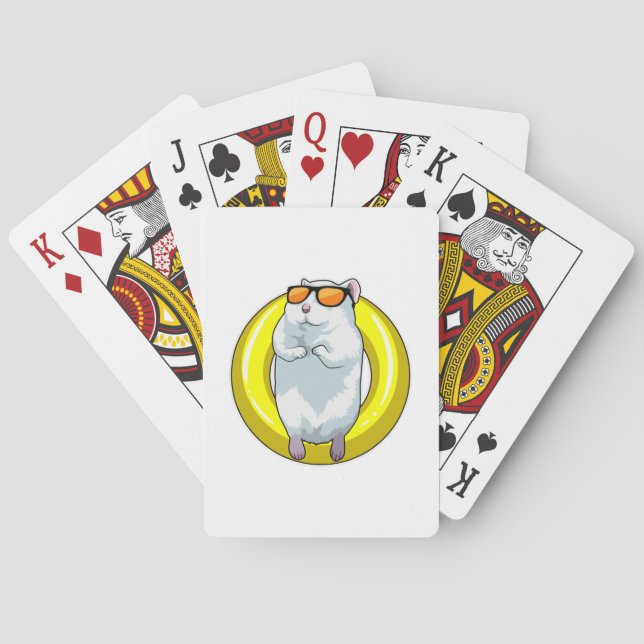 Hamster at Swimming with Swim ring Poker Cards (Back)