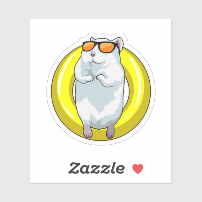 Hamster at Swimming with Swim ring Sticker (Sheet)