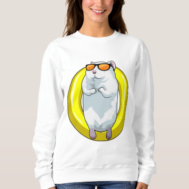 Hamster at Swimming with Swim ring Sweatshirt (Front)