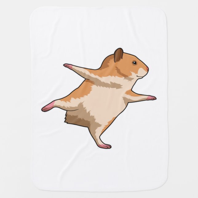 Hamster at Yoga Stretching Legs Baby Blanket (Front)