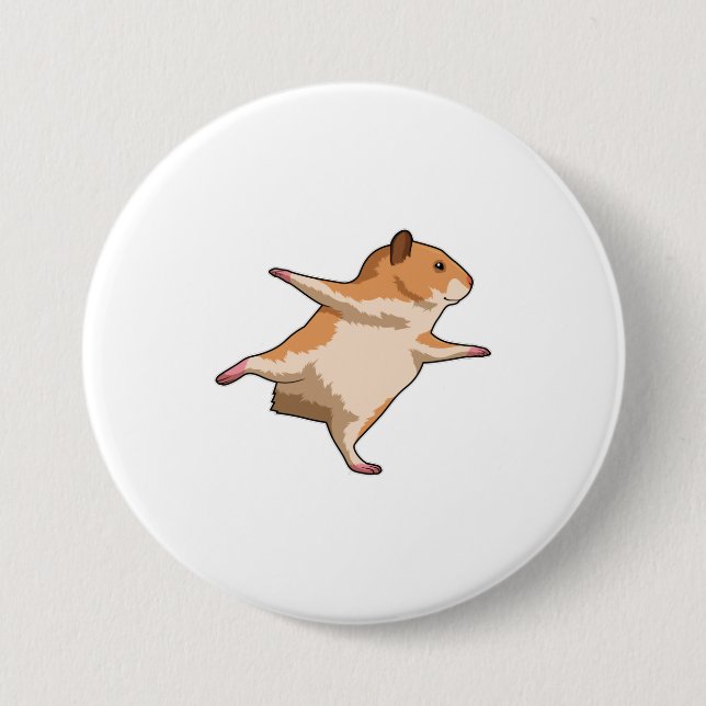 Hamster at Yoga Stretching Legs Button (Front)