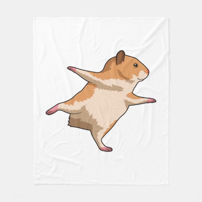 Hamster at Yoga Stretching Legs Fleece Blanket (Front)