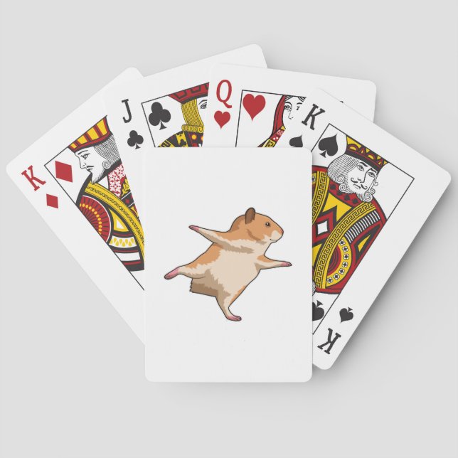 Hamster at Yoga Stretching Legs Poker Cards (Back)