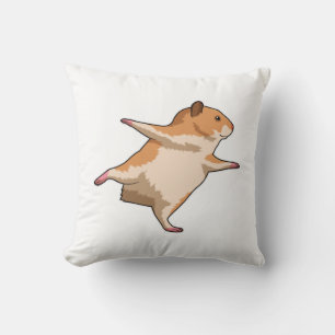 Hamster at Yoga Stretching Legs Throw Pillow