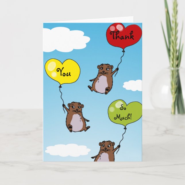 Hamster balloons, Thank you so much Card (Front)