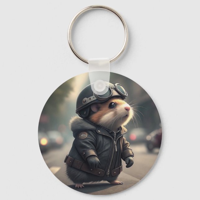 Hamster Biker Keychain (Front)