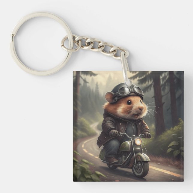 Hamster Biker Keychain (Front)