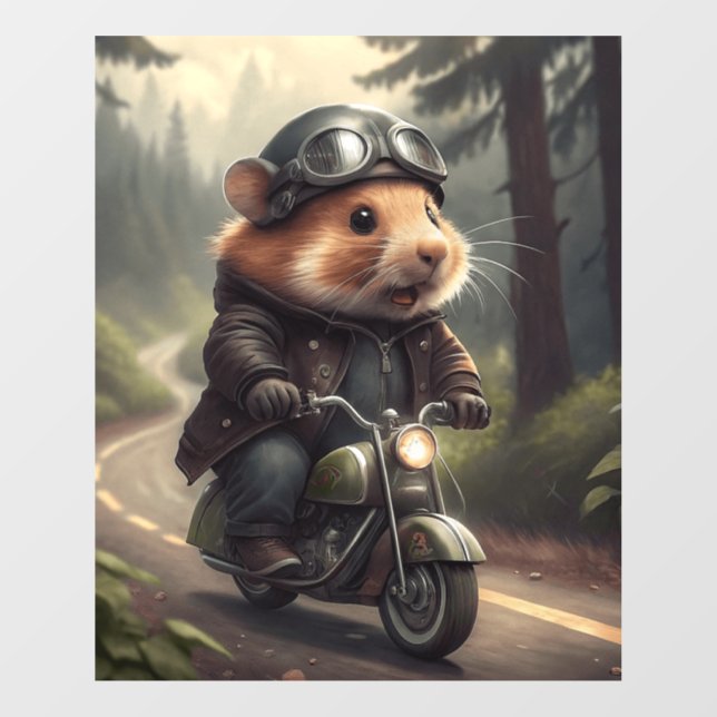 Hamster Biker Window Cling (Sheet)