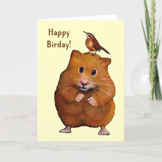 Hamster & Bird: Happy Bird Day, Birthday Card