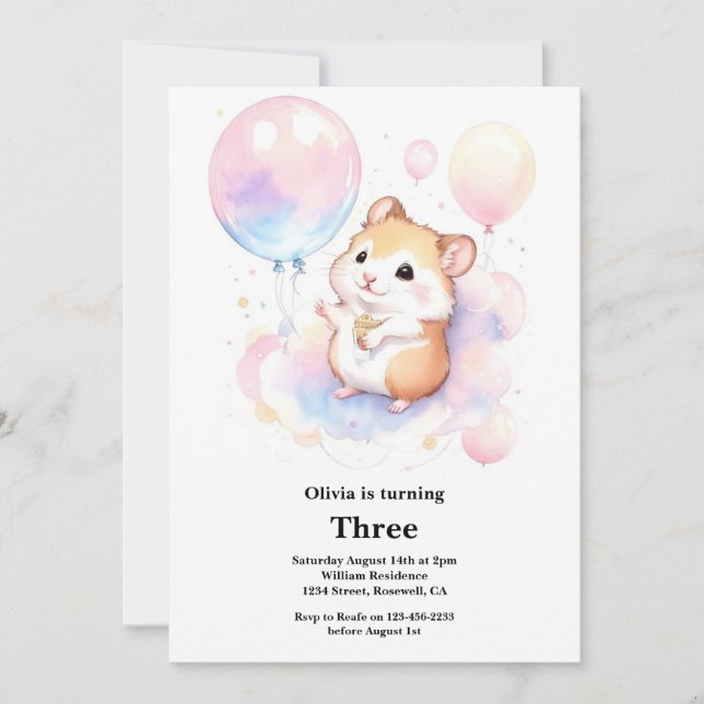 Hamster Birthday Invitation (Front)