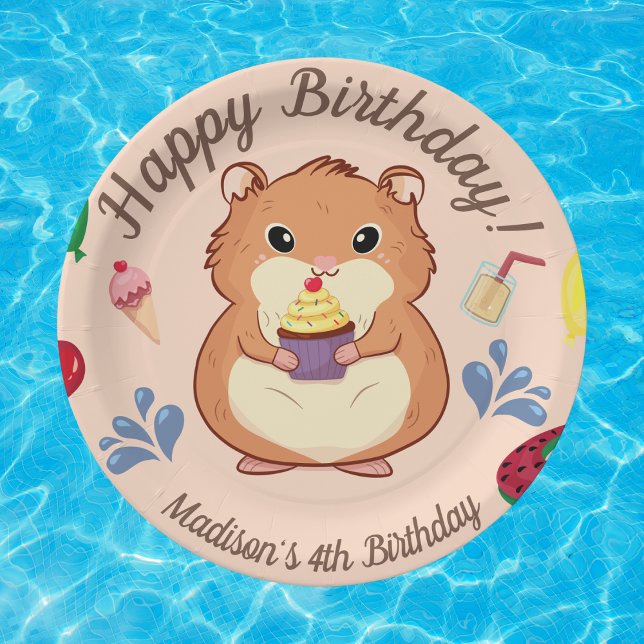 Hamster Birthday Pool Party  Paper Plates (Creator Uploaded)