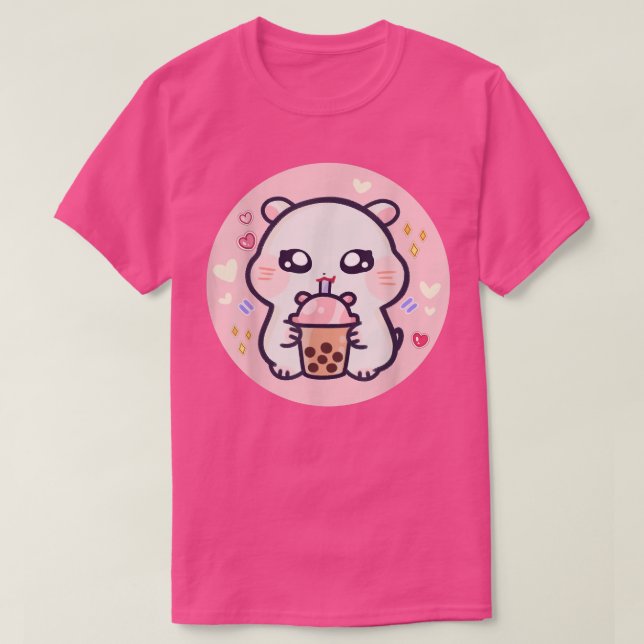 Hamster Boba Thai Milk Tea Bubble Tea Anime Kawaii T-Shirt (Design Front)
