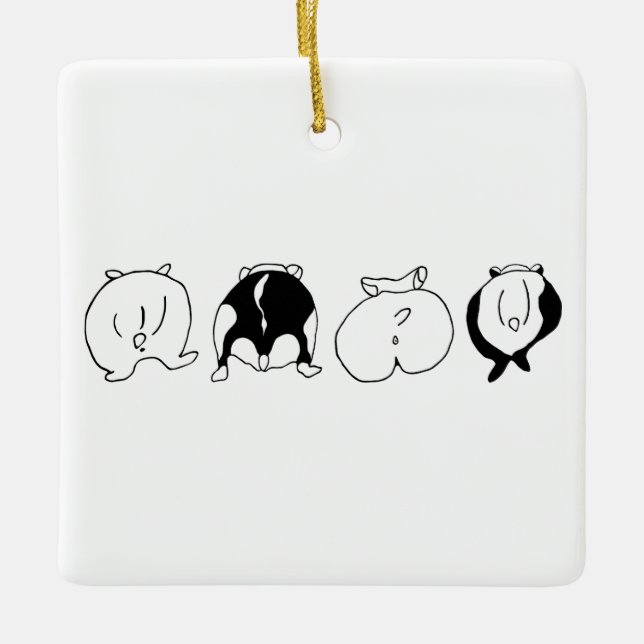 Hamster Butts Ceramic Ornament (Front)