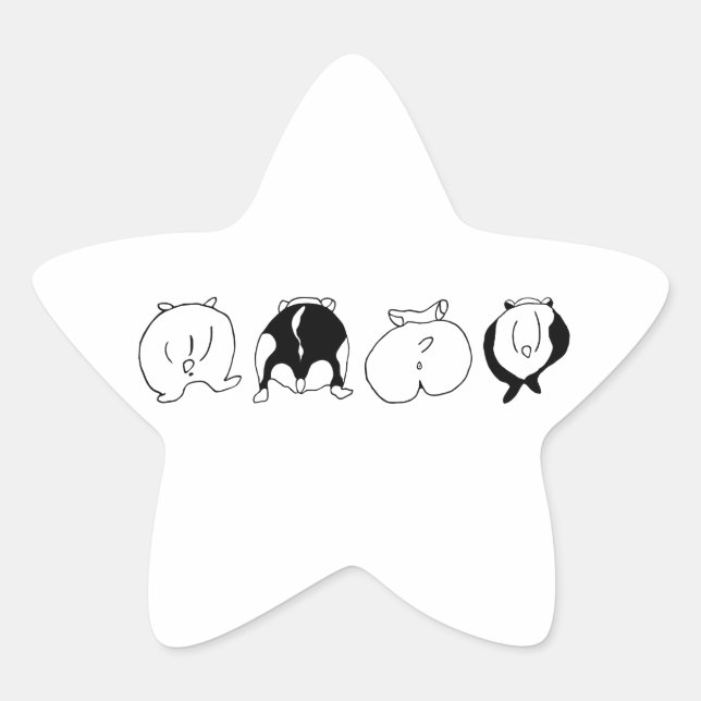 Hamster Butts Star Sticker (Front)