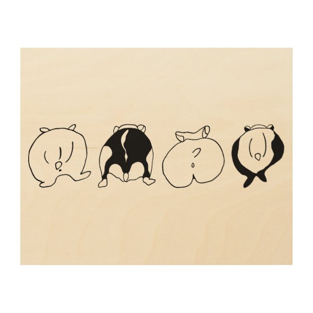 Hamster Butts Wood Wall Art (Front)