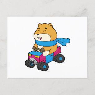 Hamster Car Postcard