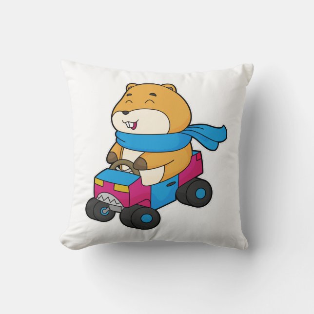Hamster Car Throw Pillow (Front)