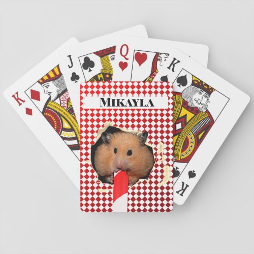 Hamster Chews Hole in  Playing Cards