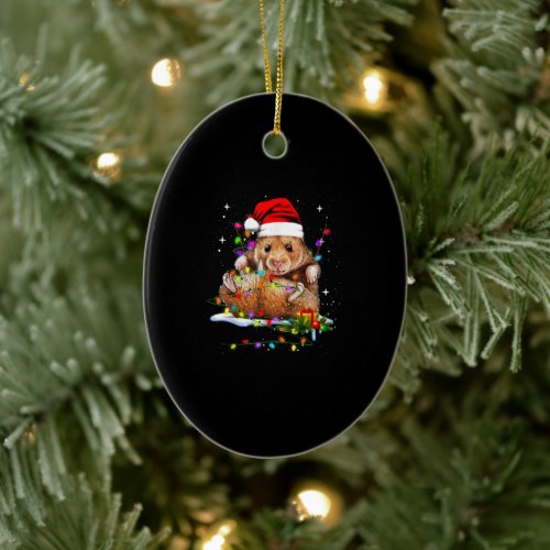 Hamster Christmas Cute Ceramic Ornament