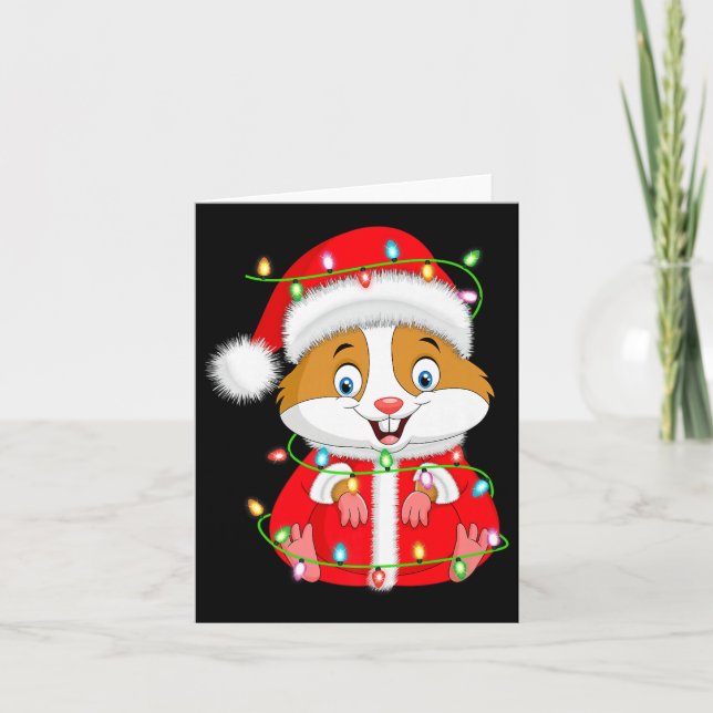 Hamster Christmas Lights Santa Costume Cute Animal Card (Front)