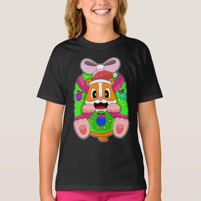Hamster Christmas Ribbon T-Shirt (Front)