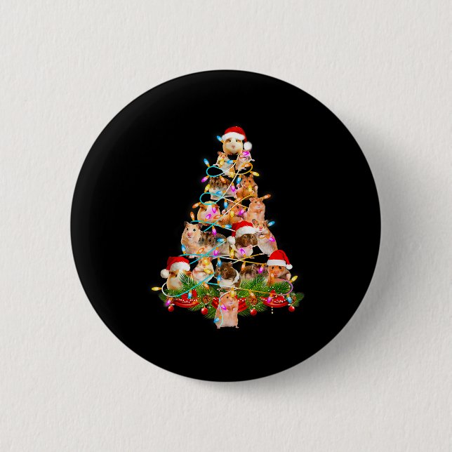 Hamster Christmas Tree Led Funny Hamster Snow Chir Button (Front)